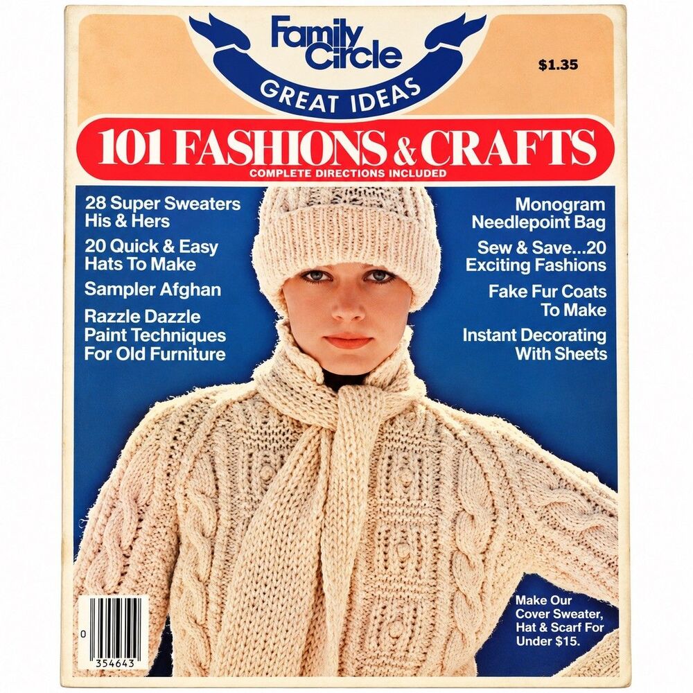 Vtg 1976 Family Circle Great Ideas 101 Fashions & Crafts Knit Crochet Patterns